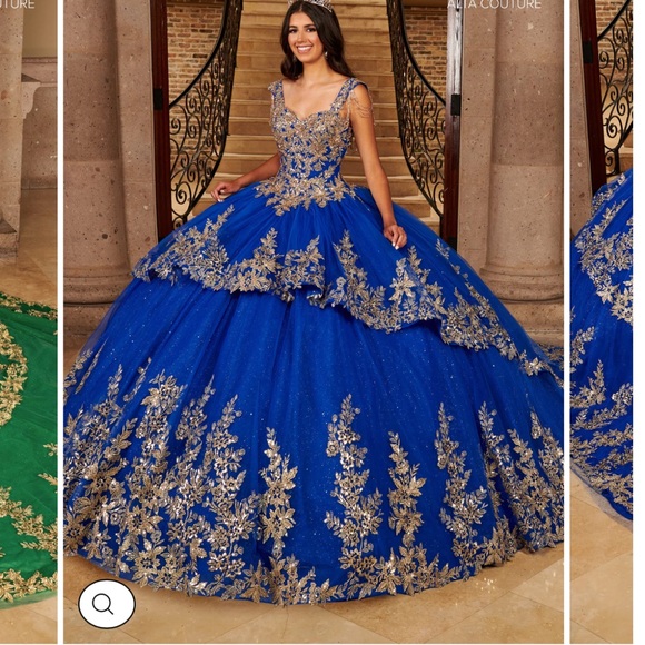 GOLD APPLIQUE QUINCEANERA DRESS BY ALTA COUTURE MQ3079MARY'S BRIDAL MQ3079